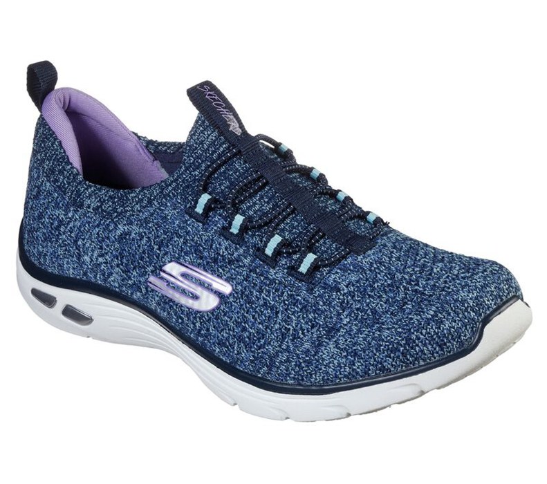 Skechers Dam Marinblå/Ljus Turkos Sneakers - Relaxed Fit: Empire D'lux - Sharp Witted - Sverige (RXT
